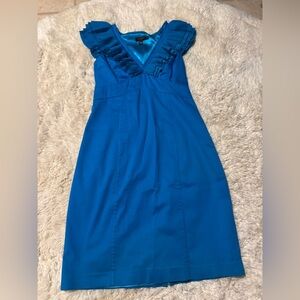 L Ted Baker Elegant Blue Dress Pleated Neck